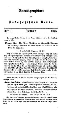 6: Pädagogische Revue. Intelligenzblatt zur Pädagogischen Revue - 6.1845