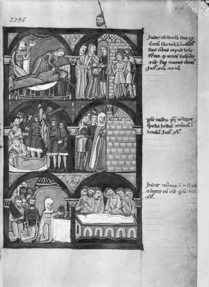 Psalterium mit Kalendarium — Bildseite mit der Geschichte der Judith, Folio 109recto