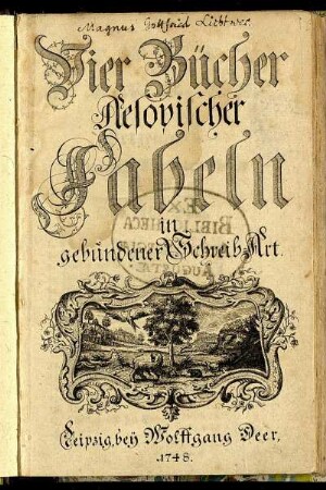 Vier Bücher Aesovischer Fabeln in gebundener Schreib-Art