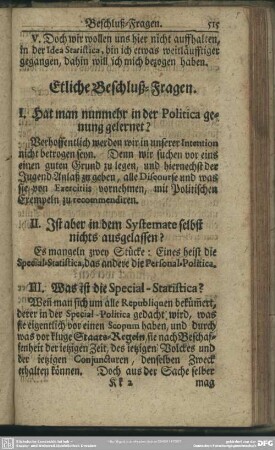 Etliche Beschluß-Fragen