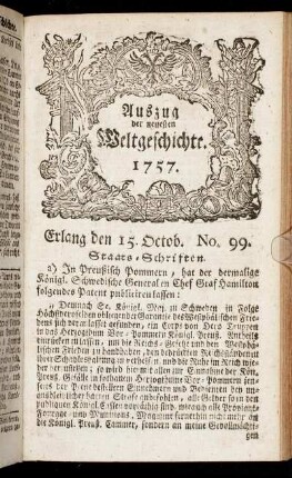 No. 99. Erlang den 15. Octob. 1757.