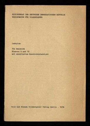 1970: Klassen 9 und 10 mit erweitertem Russischunterricht