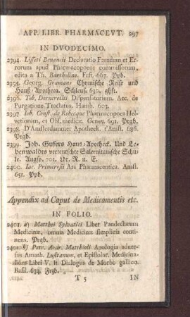Appendix ad Caput de Medicamentis etc.