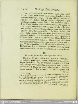 IX. De cautione Muciana Legi Iuliae Miscellae adcommodata