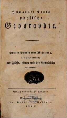 Immanuel Kants physische Geographie, 3,1. Die Beschreibung der Flüsse, Seen und der Atmosphäre enthaltend