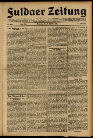 Erste Ausgabe vom Dienstag, den 07. Oktober 1913.