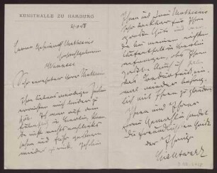 Schreiben an Hermann Muthesius (Brief)