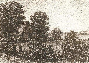 Fachwerkhaus am See in Sommerlandschaft