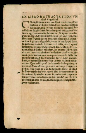 Ex Libro Retractionum divi Augustini.