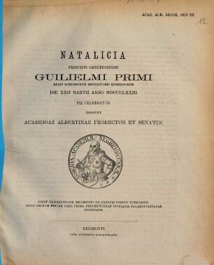 Descriptionis Regimonti ex Caspari Steinii Peregrino. 1, Pars I descriptionem civitatis Palaeopolitanae