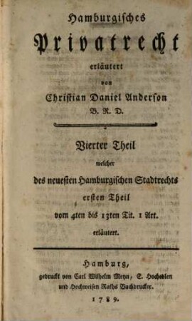 Hamburgisches Privatrecht, 4. Das neueste Hamburgische Stadtrecht ; T. 3