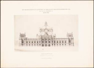 Reichstag, Berlin Zweiter Wettbewerb: Ansicht vom Königsplatz (aus: Die preisgekrönten Entwürfe zu dem neuen Reichstagsgebäude, Berlin 1882)
