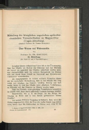 Mitteilung der königlichen ungarischen agrikultur-chemischen Versuchs-Station zu Magyar-Ovár (Ungar.-Altenburg).