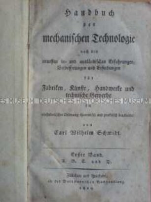 Handbuch der mechanischen Technologie