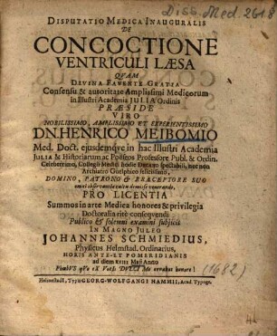 Disputatio Medica Inauguralis De Concoctione Ventriculi Laesa