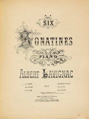 Six sonatines : pour piano ; op. 23 ; No. 1. en Ut, No. 2. en Sol, No. 3. en Ré, No. 4. en La mineur, No. 5. en Fa, No. 6. en Si b, 1. En ut