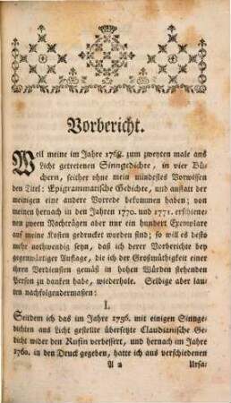 Nachtrag zu den Sinngedichten in vier Büchern