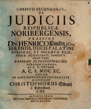 De iudiciis reipublicae Noribergensis