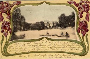 Postkartenalbum. "Karlsruhe Stadtgartenteich". Stadtgartensee