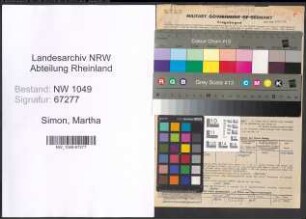 Entnazifizierung Martha Simon , geb. 02.12.1903 (Schneiderin)