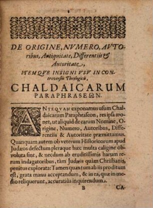 Tractatus ... de chaldaicis Bibliorum paraphrasibus