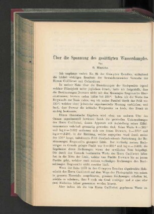 Über die Spannung des gesättigten Wasserdampfes.