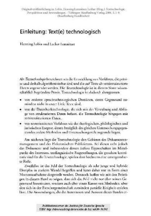 Einleitung: Text(e) technologisch