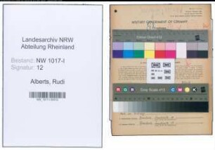 Entnazifizierung Rudi Alberts , geb. 17.06.1920 (Handelsvertreter)