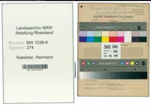 Entnazifizierung Hermann Kaestner , geb. 25.05.1900 (Beamter)
