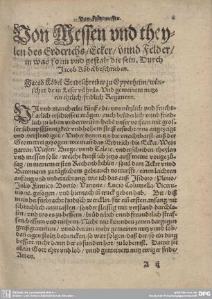 Jacob Röbel Stadtschreiber zu Oppenheim/wünschet dem Leser vil theils/Und gemeinem nutze ein ehrlich/fridlich Regiment.