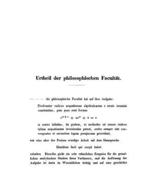 Urtheil der philosophischen Facultät.