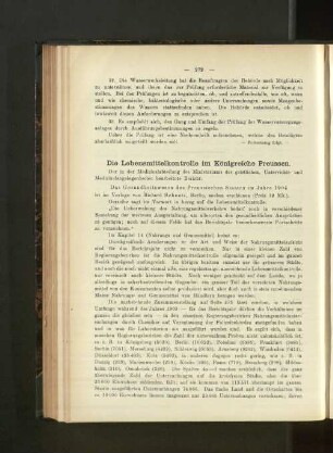 Die Lebensmittelkontrolle im Königreiche Preussen.