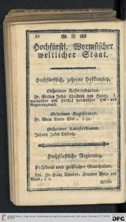 Hochfürstl. Wormsischer weltlicher Staat