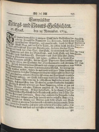 17. Stuck. den 25. November. 1734.