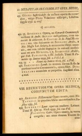 VIII. Recentiorum opera medica coniunctim edita