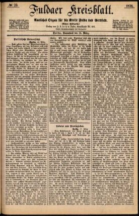 Erste Ausgabe vom Samstag, den 18. März 1876.