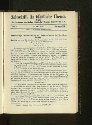 Heft V. 15. März 1914. Jahrgang XX.