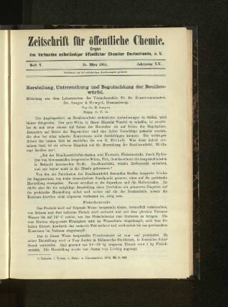 Heft V. 15. März 1914. Jahrgang XX.