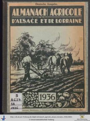 58. Jahrgang: Almanach agricole d’Alsace et de Lorraine