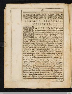 Ephorus Illustris Collegii, &c.