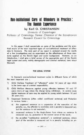 283-309, Non-Institutional Care of Offenders in Practice: The Danish Experience