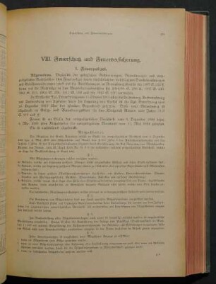 VIII. Feuerschutz und Feuerversicherung.