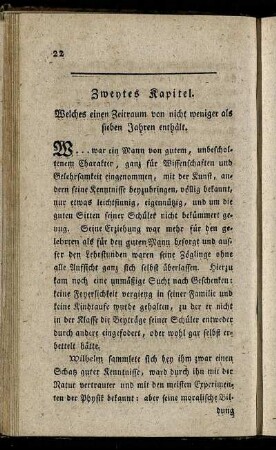Zweytes Kapitel. Welches einen Zeitraum von nicht weniger als sieben Jahren enthält.