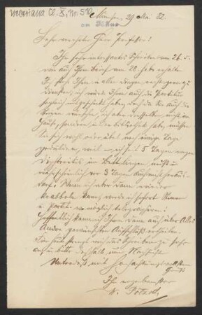Brief an Friedrich Wilhelm Jähns : 29.05.1882