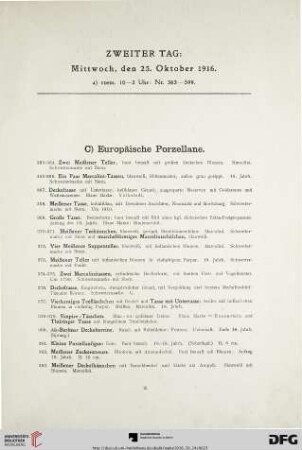 Zweiter Tag: Mittwoch, den 25. Oktober 1916 (Nr. 363-738)