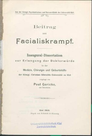 Beitrag zum Facialiskrampf