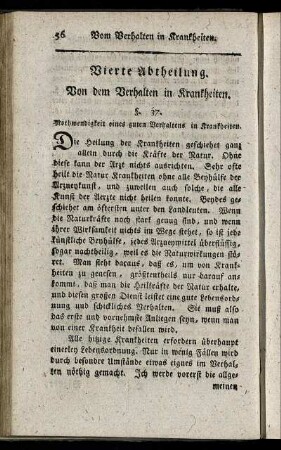 Vierte Abtheilung. Von dem Verhalten in Krankheiten.