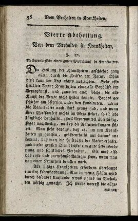 Vierte Abtheilung. Von dem Verhalten in Krankheiten.