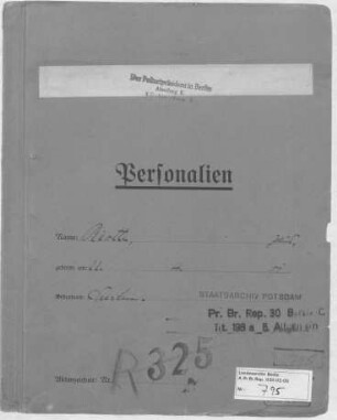 Kriminalpolizeiliche Strafakte Pfarrer Julius Riotte (*22.04.1901)