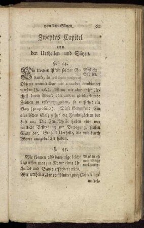 Zweytes Capitel von den Urtheilen und Sätzen.